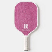 Monogram Eenvoudige Chic Roze Denim Print Pickleball Paddle (Voorkant)