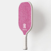 Monogram Eenvoudige Chic Roze Denim Print Pickleball Paddle (Links)
