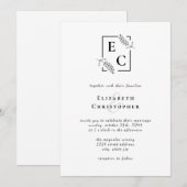 Monogram Eenvoudige Chique Zwart Wit Botanische Br Kaart (Voorkant / Achterkant)