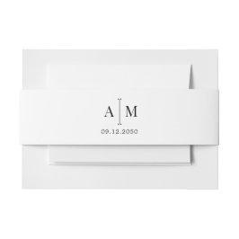 Monogram Eenvoudige Datum Eenvoudige Minimale Trou Uitnodigingen Wikkel