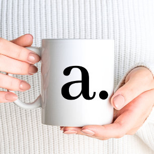 Monogram Eenvoudige Elegant Zwart Wit Initiaal N Koffiemok