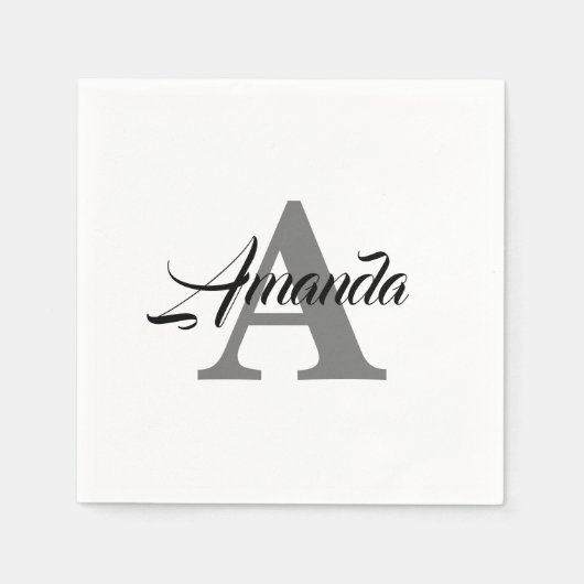 Monogram Eenvoudige Elegante Aangepaste Naam Cool Servet (Voorkant)