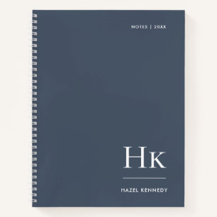 Monogram Eenvoudige Elegante Marine Gepersonalisee Notitieboek