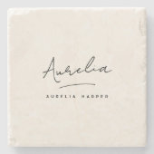 Monogram Eenvoudige Elegante Minimale Vrouwelijke Stenen Onderzetter (Voorkant)