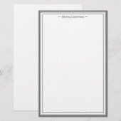 Monogram Eenvoudige grijze rand Klassiek gepersona Briefpapier (Voorkant / Achterkant)