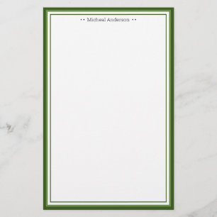 Monogram Eenvoudige Groene Grens Klassiek Geperson Briefpapier