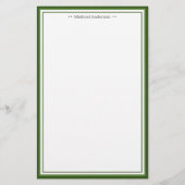 Monogram Eenvoudige groene grens Klassiek op maat Briefpapier (Voorkant)