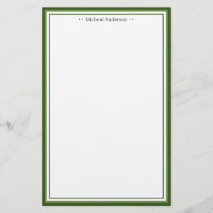 Monogram Eenvoudige groene grens Klassiek op maat Briefpapier