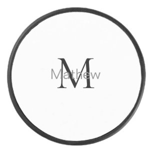 monogram eenvoudige initiaal letter add jouw naam hockey puck