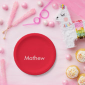 monogram eenvoudige initiaal letter add jouw naam  papieren bordje (Feest)