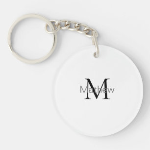 monogram eenvoudige initiaal letter add jouw naam sleutelhanger