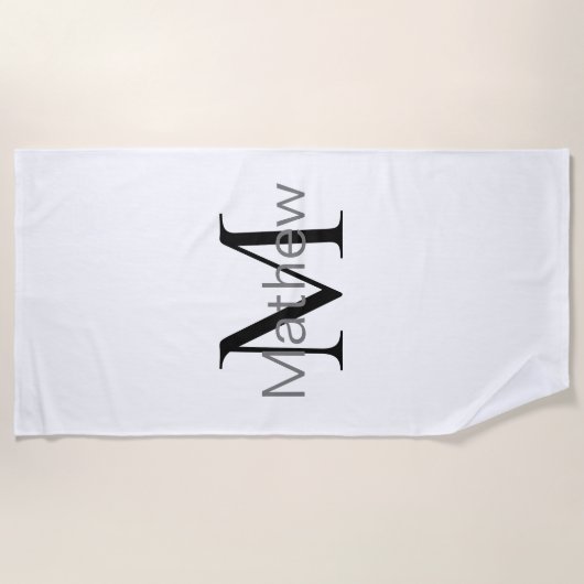 monogram eenvoudige initiaal letter add jouw naam strandlaken (Voorkant)