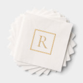 Monogram Eenvoudige Minimalistische Gold Foil serv Folie Servetten (Insitu (Gestapeld))