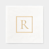 Monogram Eenvoudige Minimalistische Gold Foil serv Folie Servetten (Voorkant)