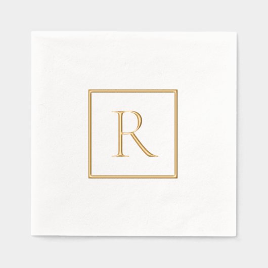Monogram Eenvoudige Minimalistische Gold Foil serv Folie Servetten (Voorkant)
