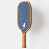 Monogram Eenvoudige Moderne Blauwe Denim Print Pickleball Paddle (Links)