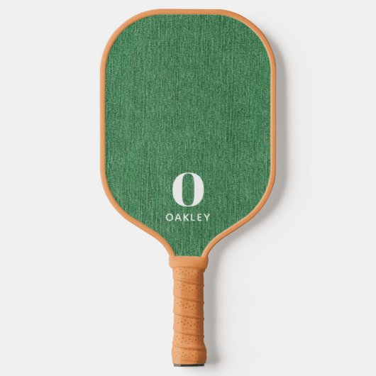 Monogram Eenvoudige Moderne Lente Groene Denim Pri Pickleball Paddle (Voorkant)