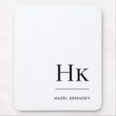 Monogram Eenvoudige Moderne Minimalistische Witte Muismat (Voorkant)