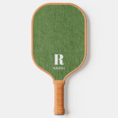 Monogram Eenvoudige Moderne Olijfgroene Denim Prin Pickleball Paddle (Voorkant)