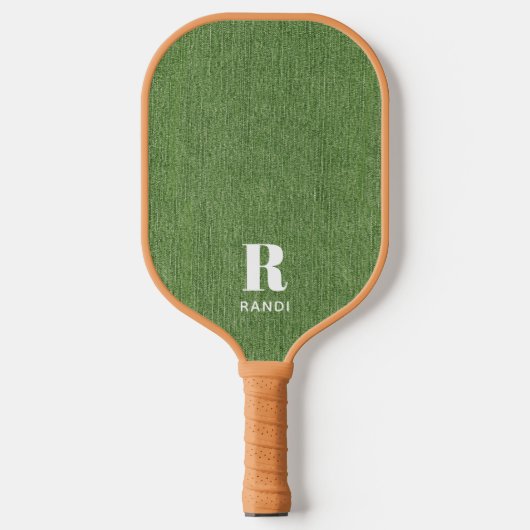 Monogram Eenvoudige Moderne Olijfgroene Denim Prin Pickleball Paddle (Voorkant)