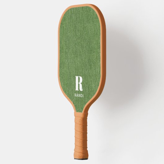 Monogram Eenvoudige Moderne Olijfgroene Denim Prin Pickleball Paddle (Links)