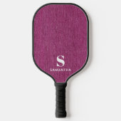 Monogram Eenvoudige Moderne Orchidee Denim Print Pickleball Paddle (Voorkant)