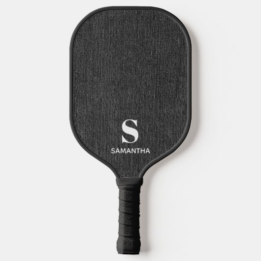 Monogram Eenvoudige Moderne Orchidee Denim Print Pickleball Paddle (Achterkant)