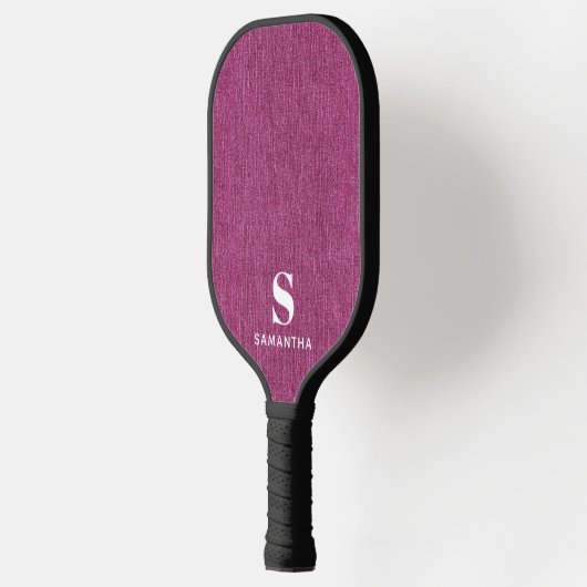 Monogram Eenvoudige Moderne Orchidee Denim Print Pickleball Paddle (Links)