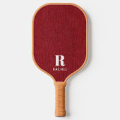 Monogram Eenvoudige Moderne Ruby Red Denim Print Pickleball Paddle (Voorkant)