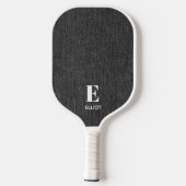 Monogram Eenvoudige Moderne Zwart-Wit Denim Print Pickleball Paddle (Achterkant)