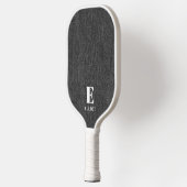 Monogram Eenvoudige Moderne Zwart-Wit Denim Print Pickleball Paddle (Links)