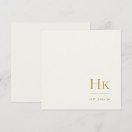 Monogram Eenvoudige Monogram Ivoor Goud Notitiekaa Notitiekaartje