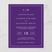 Monogram Eenvoudige Paarse uitnodiging tot weduwsc (Voorkant)