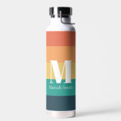 Monogram Eenvoudige Retrokleuren met naam en Initi Waterfles (Links)