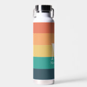 Monogram Eenvoudige Retrokleuren met naam en Initi Waterfles (Voorkant)