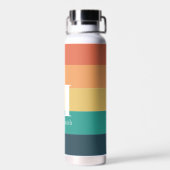 Monogram Eenvoudige Retrokleuren met naam en Initi Waterfles (Achterkant)