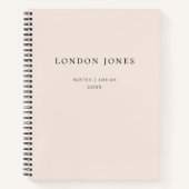 Monogram Eenvoudige Roze Roze Gepersonaliseerde Na Notitieboek (Voorkant)