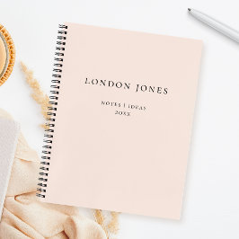 Monogram Eenvoudige Roze Roze Gepersonaliseerde Na Notitieboek