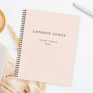 Monogram Eenvoudige Roze Roze Gepersonaliseerde Na Notitieboek
