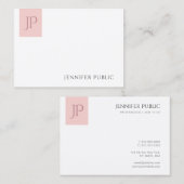 Monogram Eenvoudige Sjabloon Blush Pink White eleg Visitekaartje (Voorkant / Achterkant)