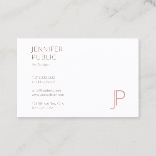 Monogram Eenvoudige Sjabloon Chic Modern Professio Visitekaartje (Voorkant)