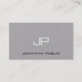 Monogram Eenvoudige Sjabloon Luxe Premium Grijs Visitekaartje (Voorkant)