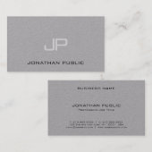 Monogram Eenvoudige Sjabloon Luxe Premium Grijs Visitekaartje (Voorkant / Achterkant)