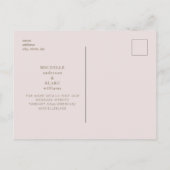 Monogram Eenvoudige Slanke Blush Bewaar de Datum Briefkaart (Achterkant)