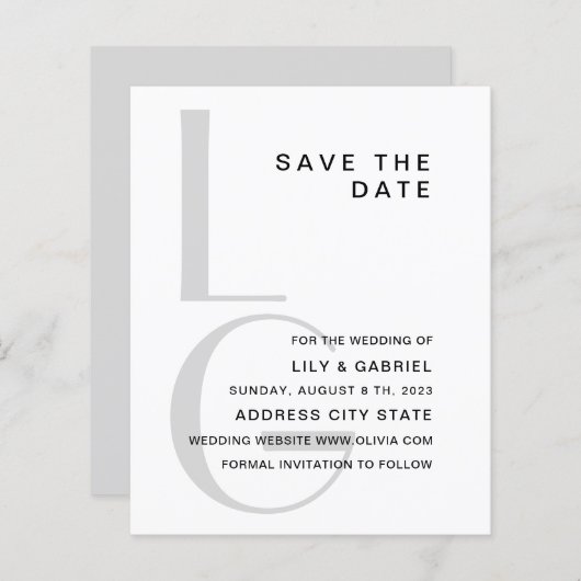 Monogram. Eenvoudige typografie bruiloft Opslaan D (Voorkant / Achterkant)