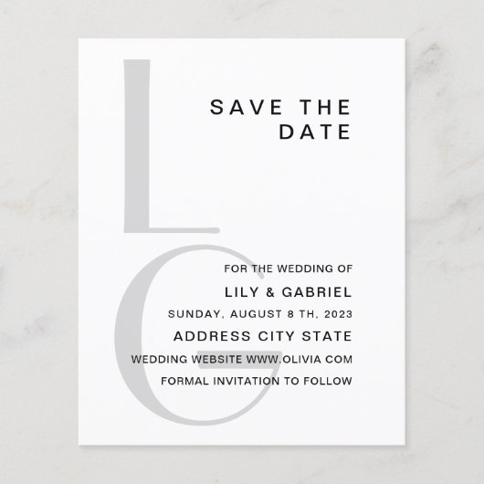 Monogram. Eenvoudige typografie bruiloft Opslaan D (Voorkant)