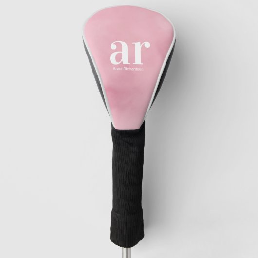 Monogram eenvoudige witte initiaal, roze waterverf golfheadcover (Voorkant)