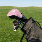 Monogram eenvoudige witte initiaal, roze waterverf golfheadcover (Insitu)