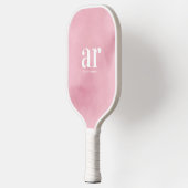 Monogram eenvoudige witte initiaal, roze waterverf pickleball paddle (Links)