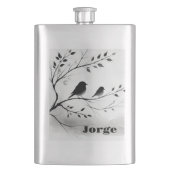 Monogram Eenvoudige Zwart-Witte Vogels in Bomen | Flacon (Voorkant)